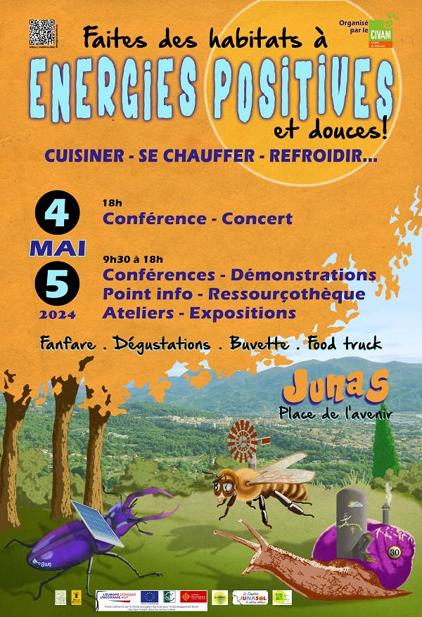 Affiche énergies positives CIVAM et association La JARRE